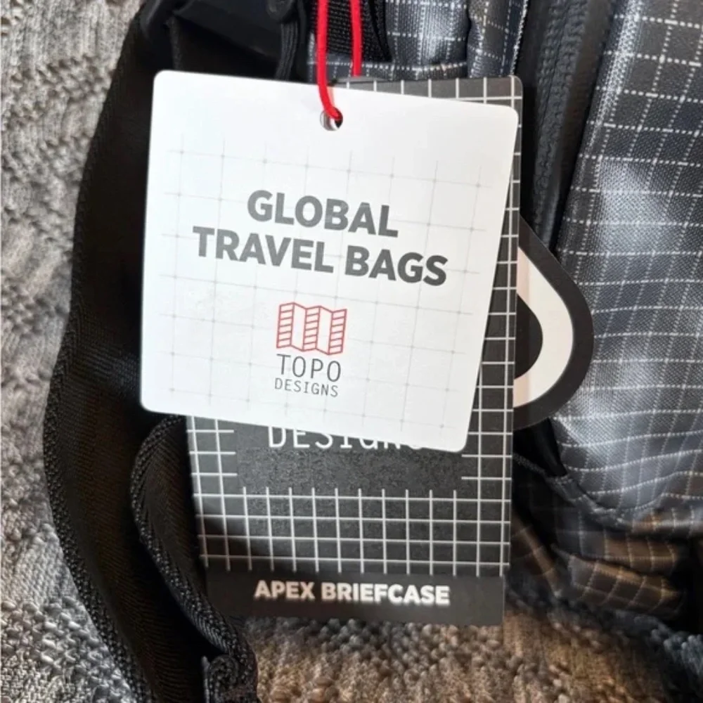 Topo Designs Apex Briefcase Global Travel Bag NWT Black Grid